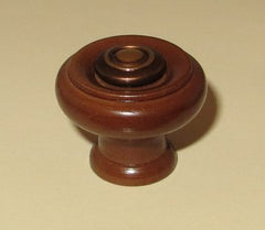 Wood Knob with Metal Rosette