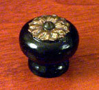 Victorian Wood Knob with Brass Rosette