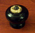 Victorian Wood Knob with Brass Rosette